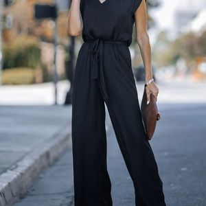 Black satin jumpsuit